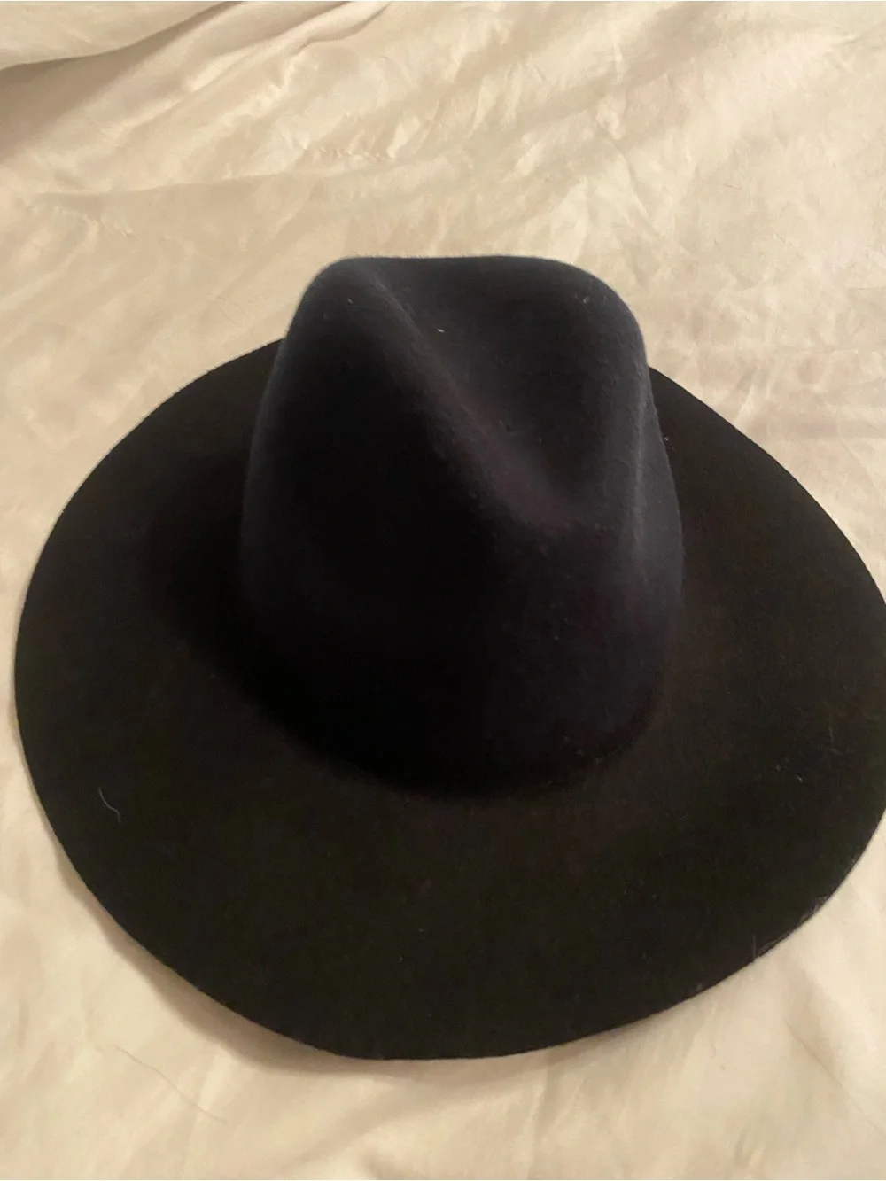Amici Accessories wool hat Two-Tone Wide Brim  - Navy Crown, Black Brim